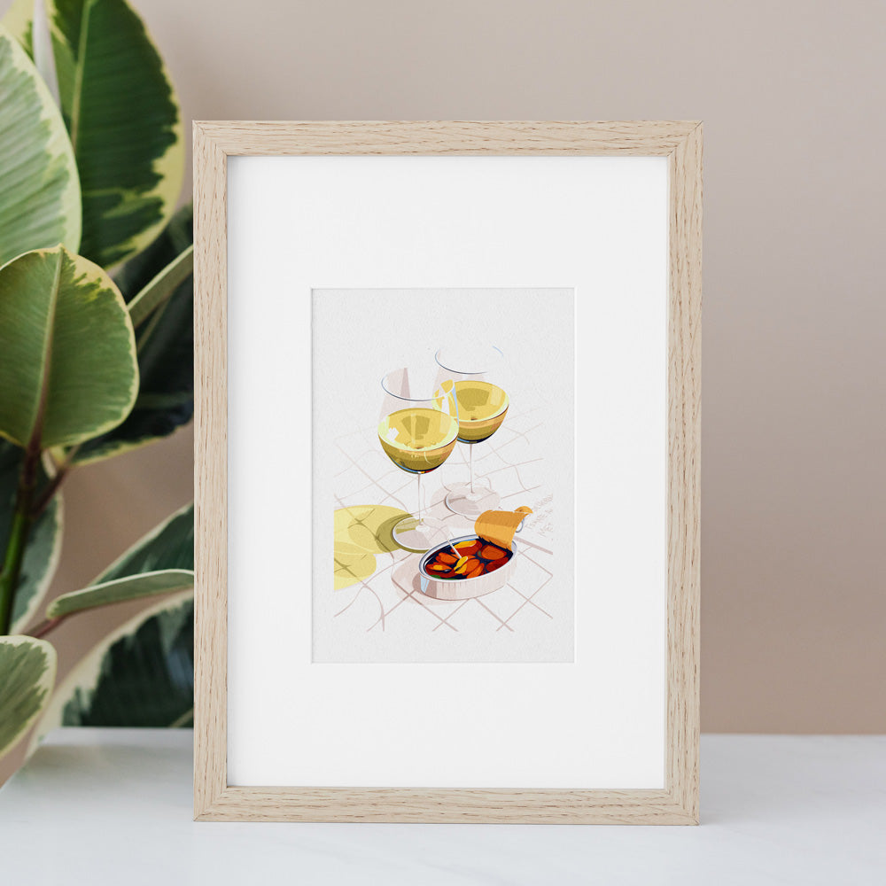 Vino Blanco Impresión Giclée