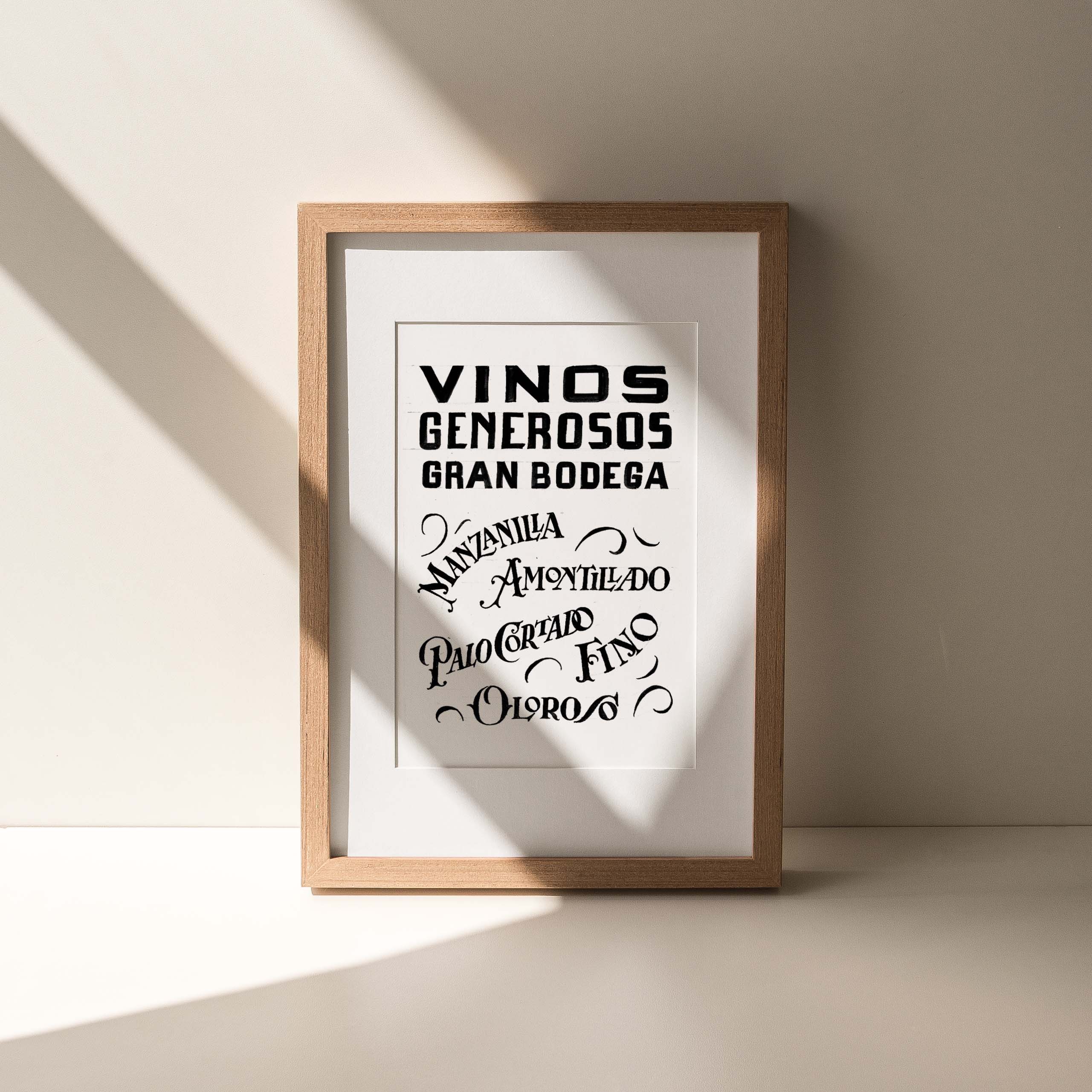 Vinos Generosos BN Impresión Giclée