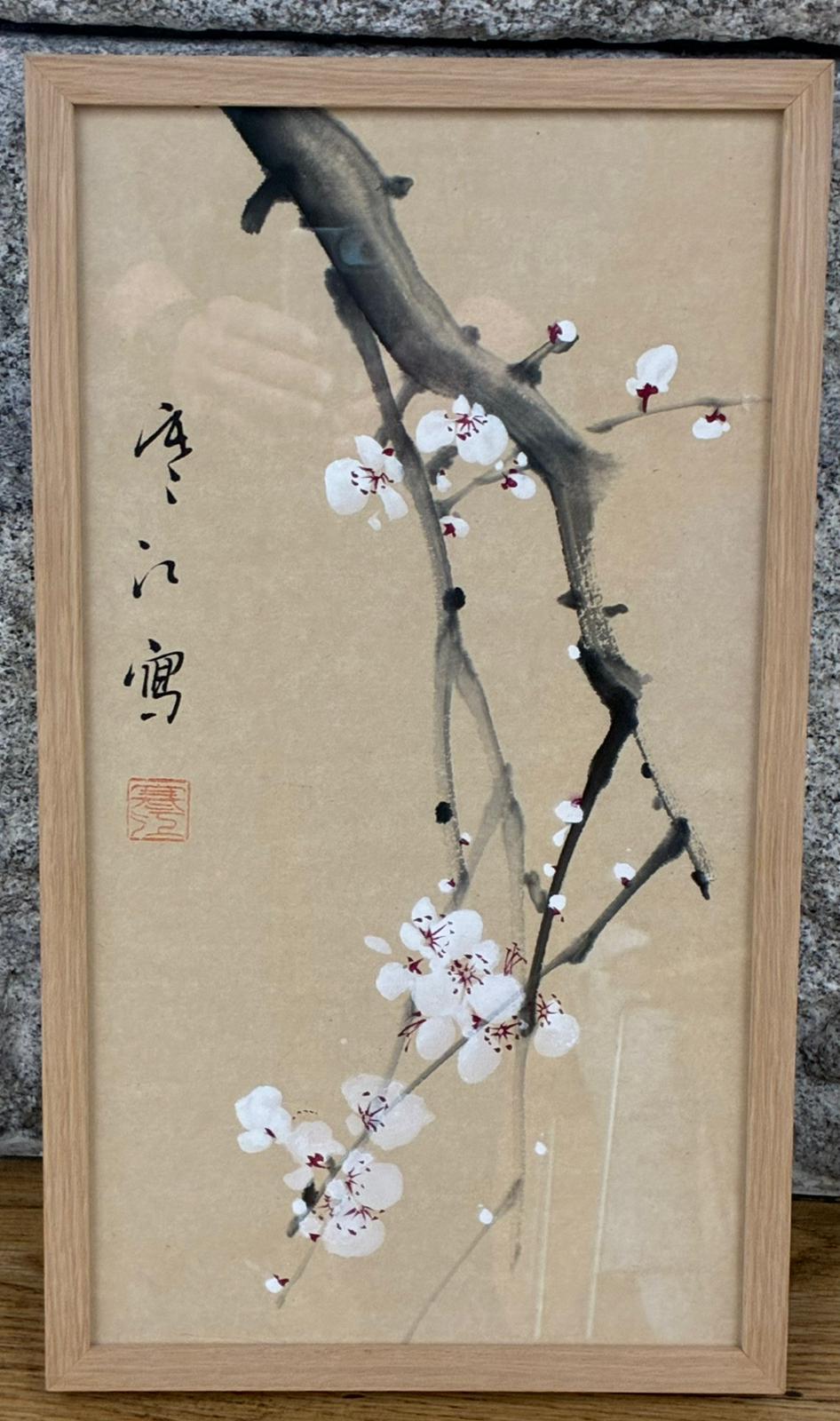 Nieve sobre el río frío - Flor de ciruelo