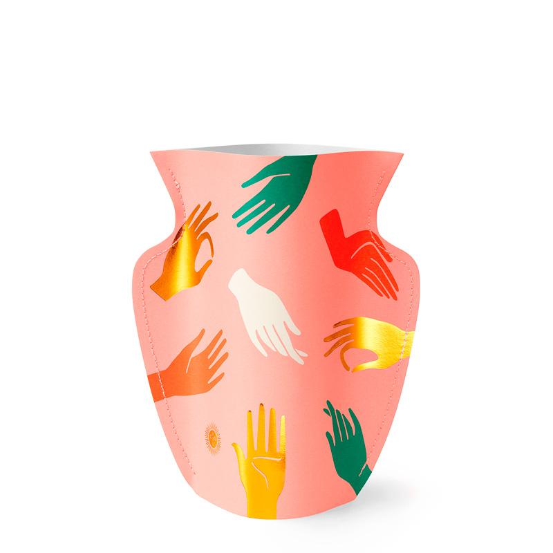 Mini vase en papier Hamsa rose