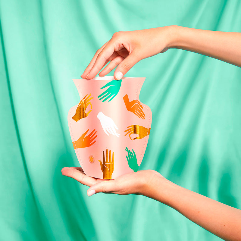 Mini vase en papier Hamsa rose