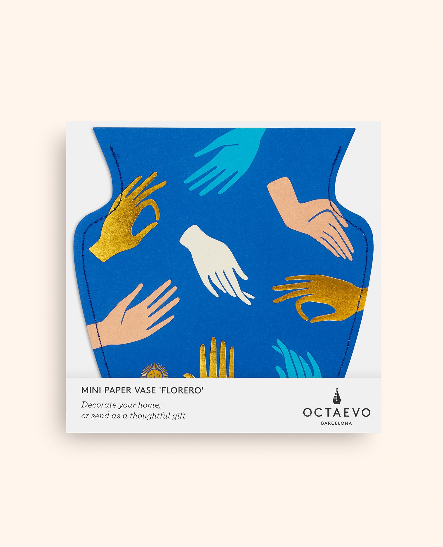 Mini Blue Hamsa Paper Vase