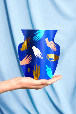 Mini Blue Hamsa Paper Vase
