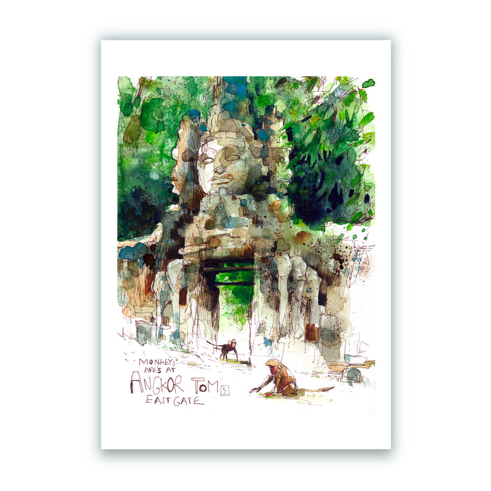 East Gate Bayon Angkor Cambodia Impresión Giclée A4