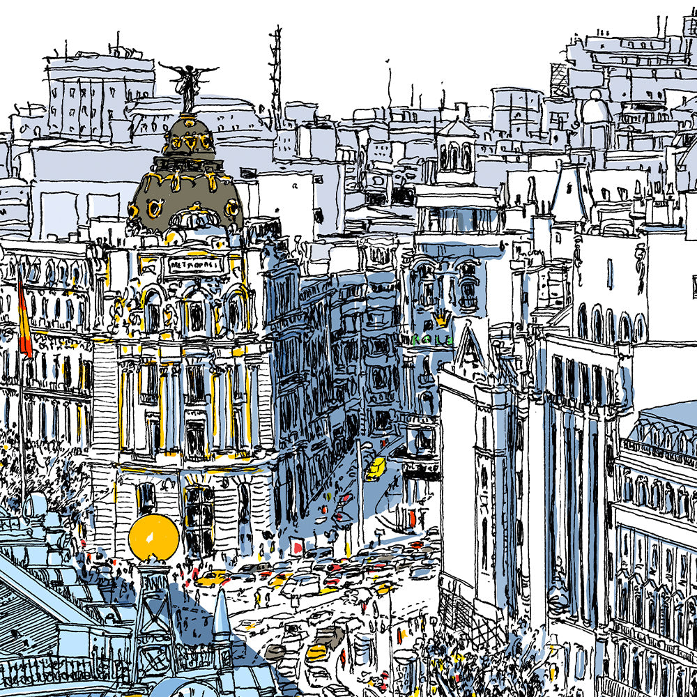 Banco de España - Gran Via Giclée Print A5