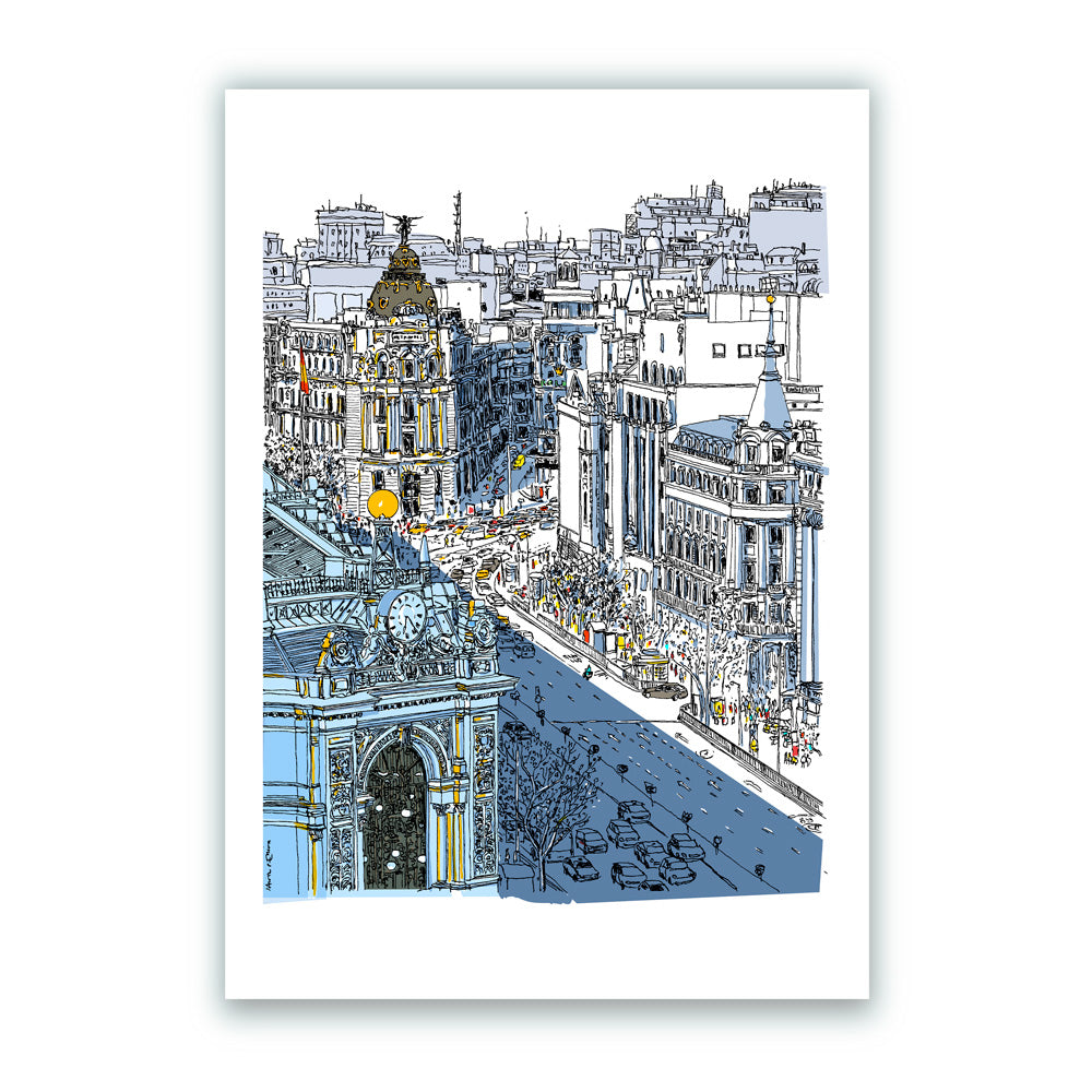 Banco de España - Gran Via Giclée Print A3