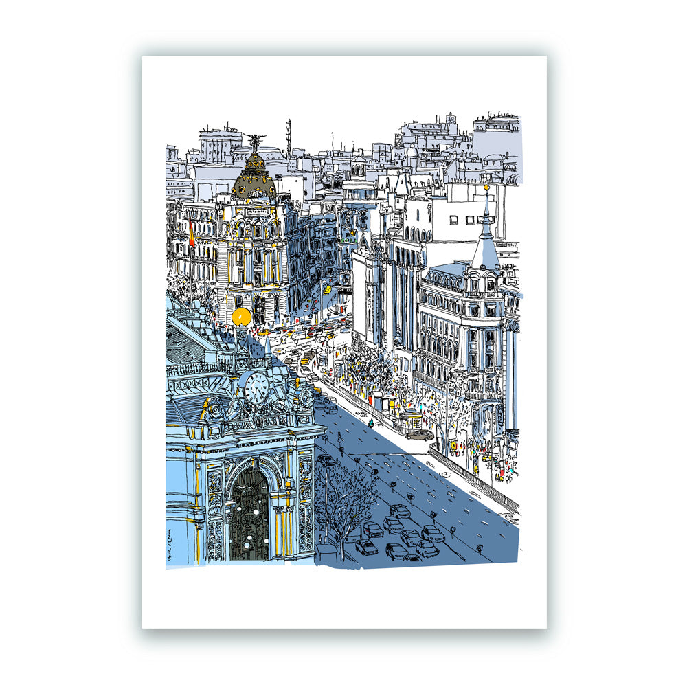 Banco de España - Gran Vía Giclée Print A4