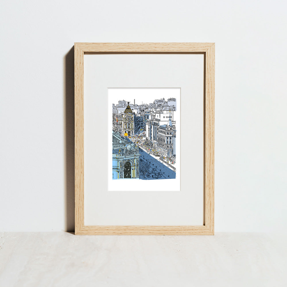 Banco de España - Gran Via Giclée Print A5