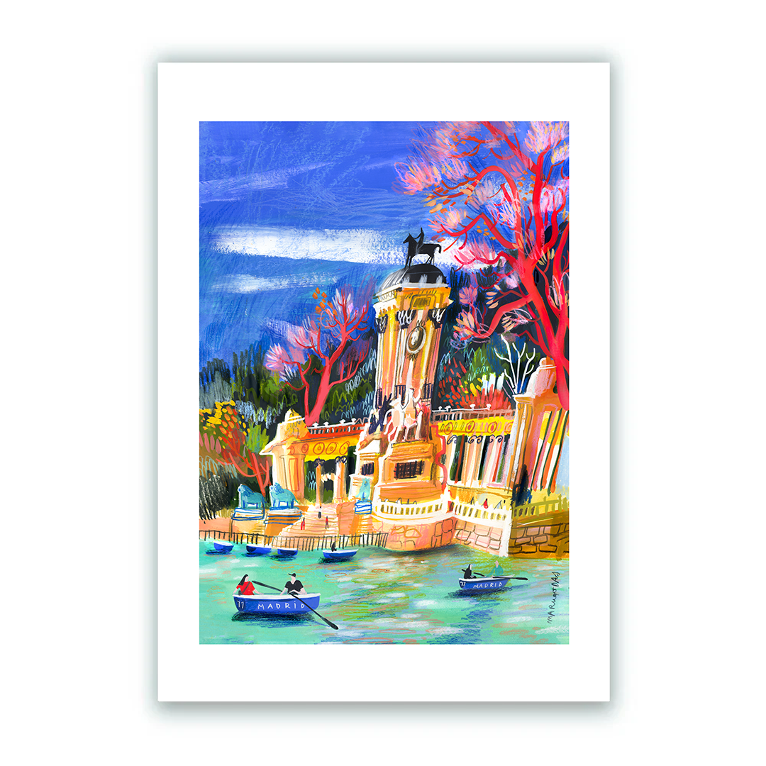 Barcas en el estanque del retiro Impression Giclée