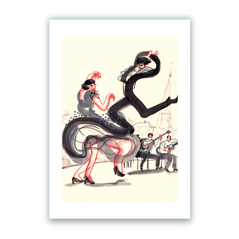 Spanish Flamenco - Black  Impresión Giclée A4