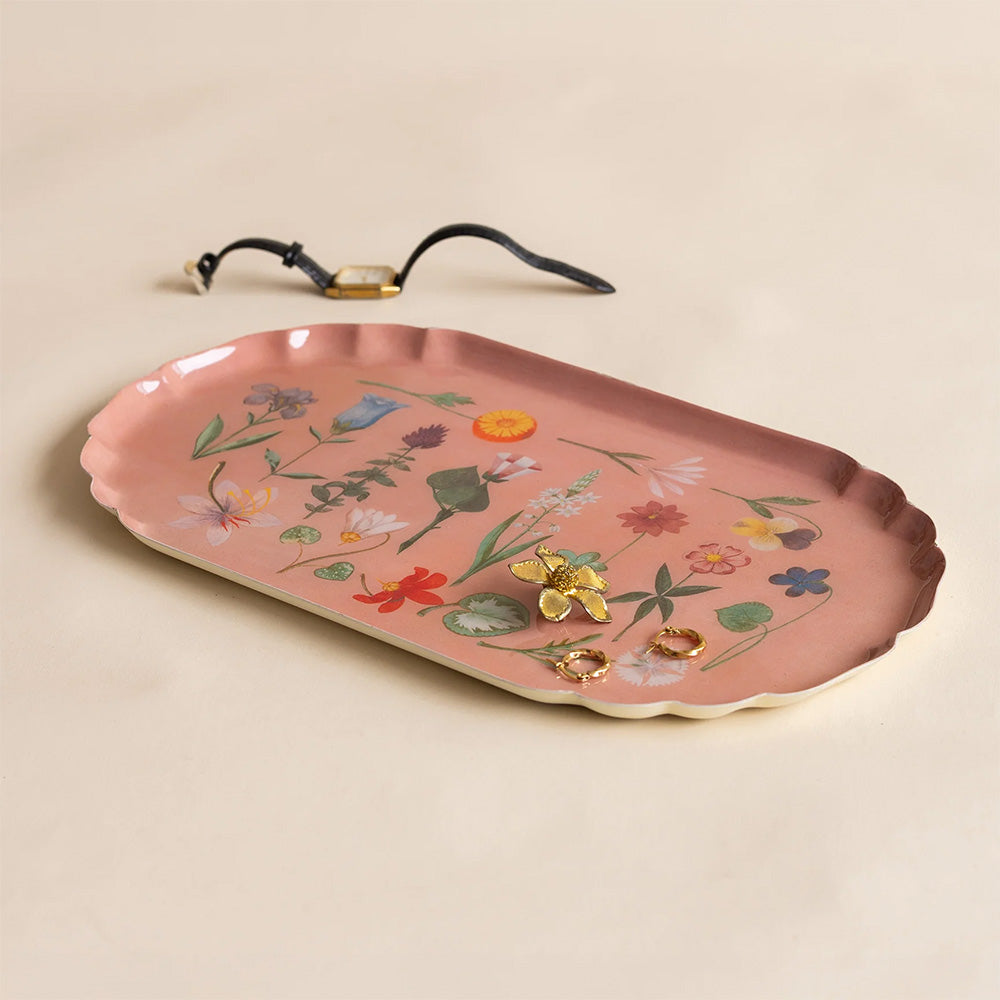 Scallop Edge Enamel Tray - Festival of Flowers