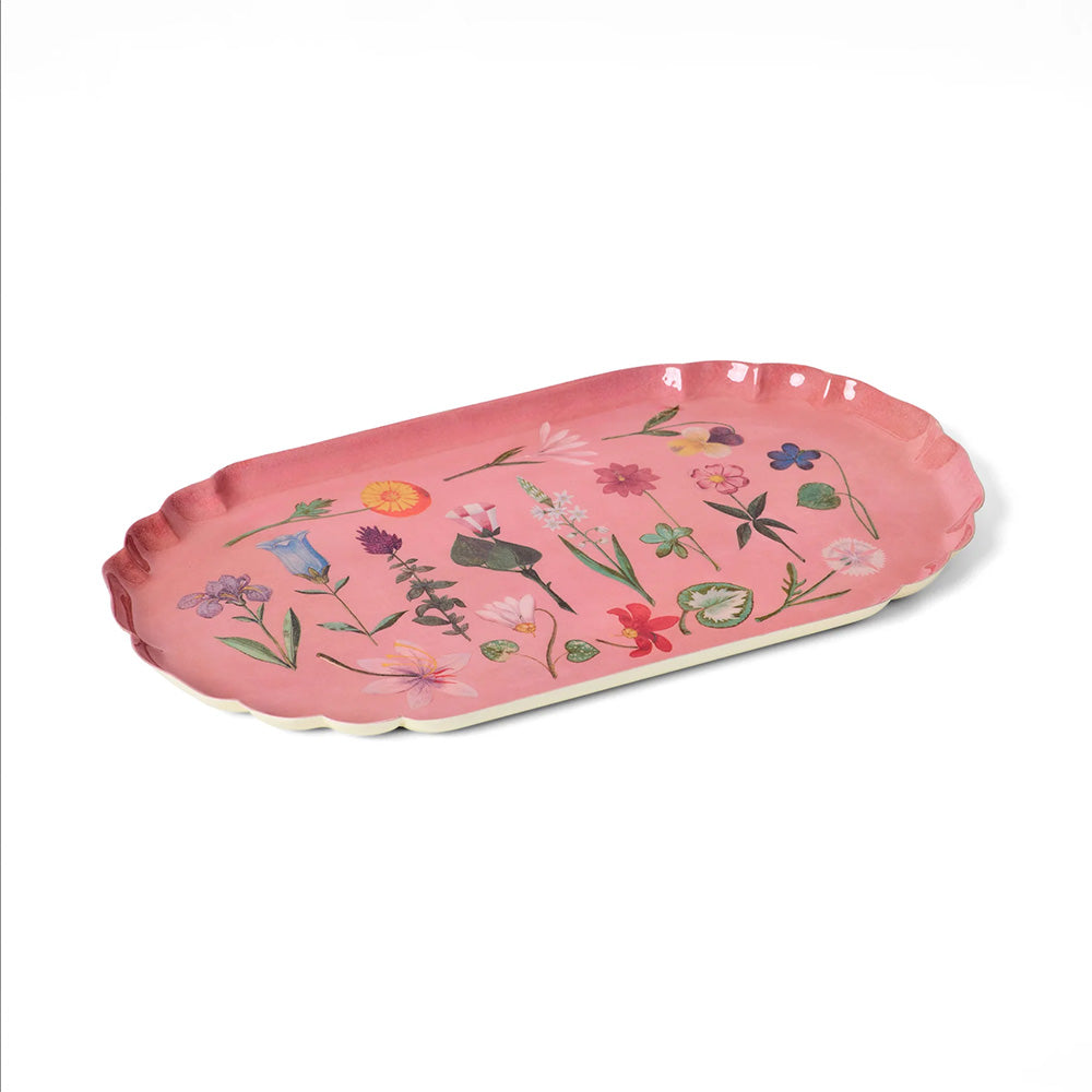 Scallop Edge Enamel Tray - Festival of Flowers