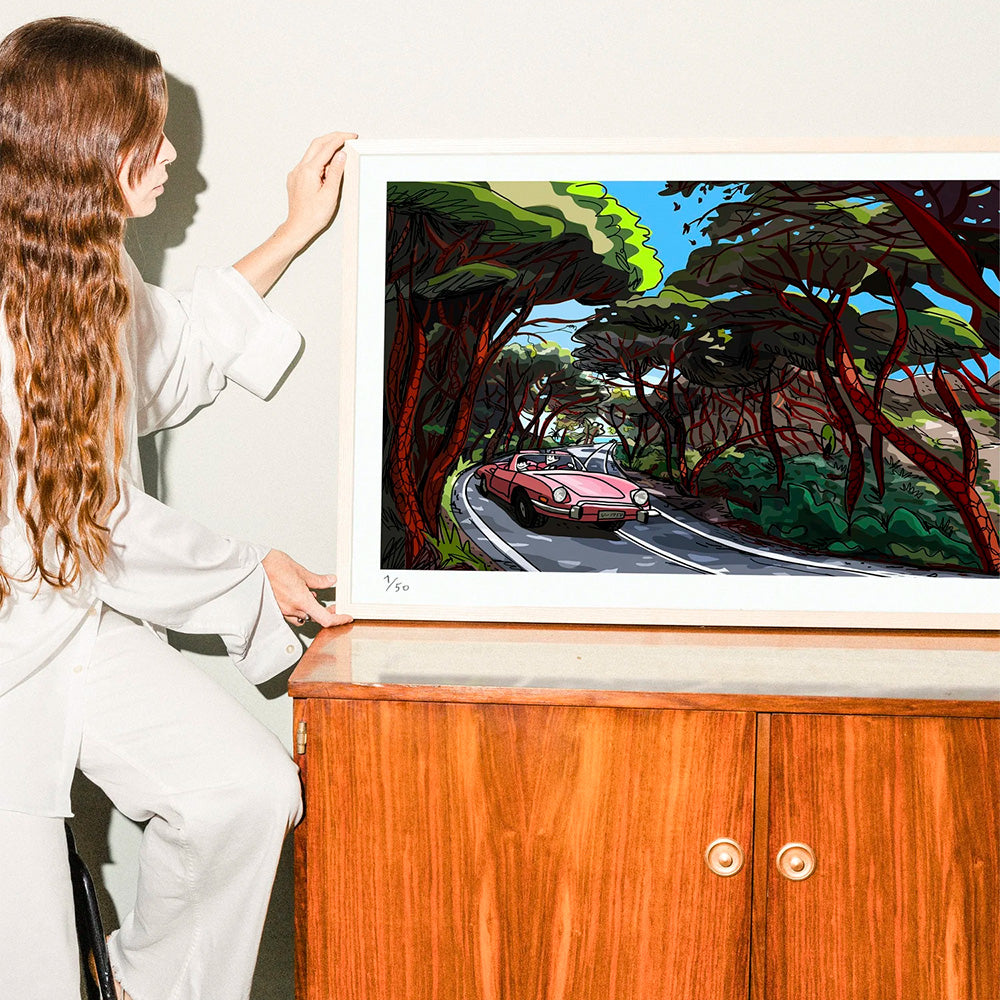 Vue panoramique de la route de Saler, estampe d'art