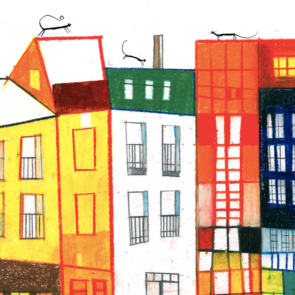 Casas de colores A3 Giclée Print
