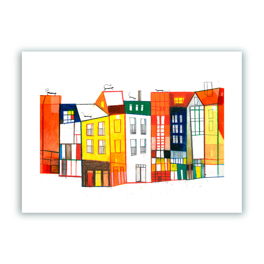 Casas de colores Impression Giclée A3