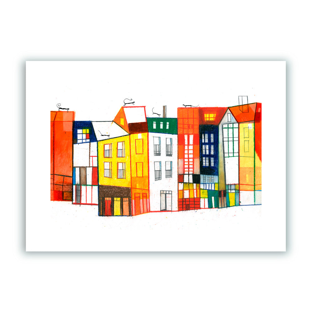 Casas de colores Impression Giclée A5