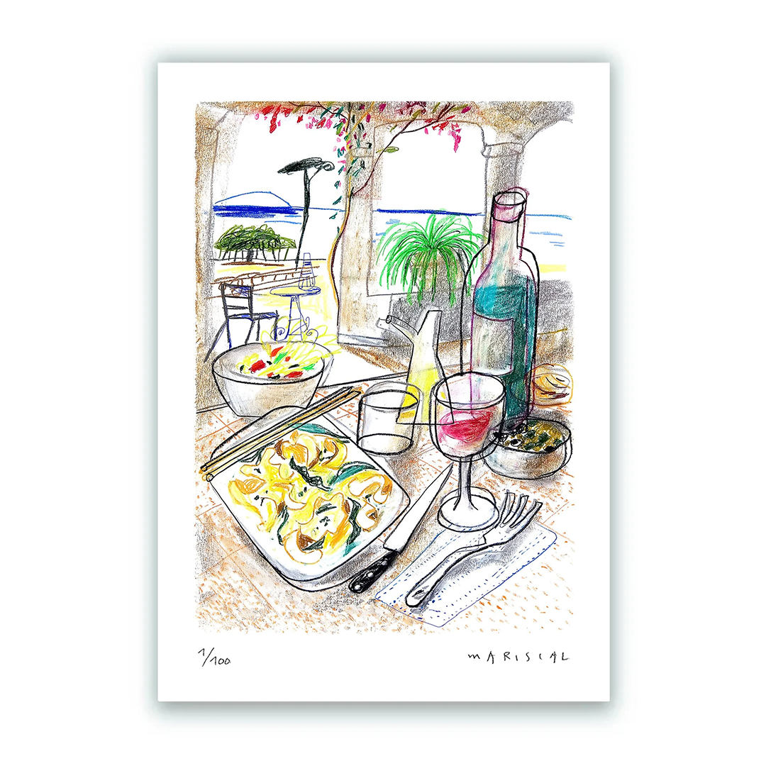 Comida frente al mar Impression Giclée