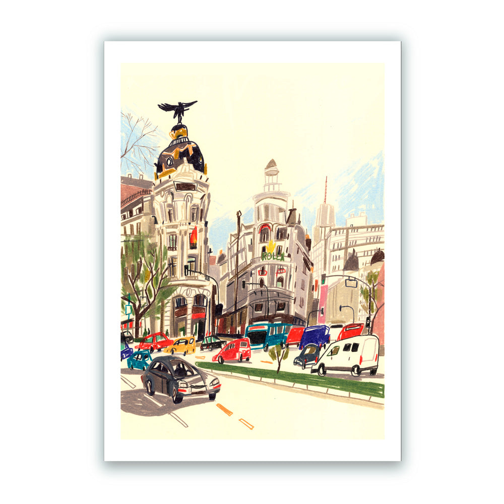 Cruce de las Calles Alcalá y Gran Vía Impresión Giclée A2