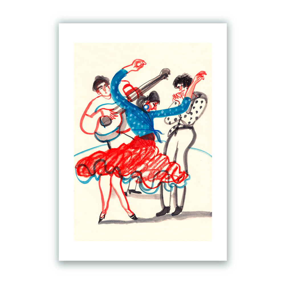 Spanish Flamenco - Cuadro Flamenco Impresión Giclée A4