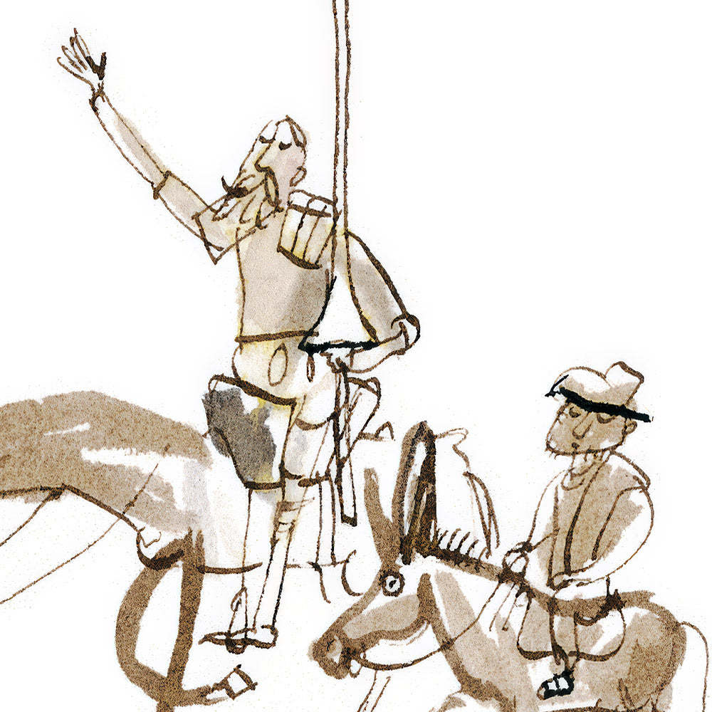 Don Quichotte y Sancho Panza Impression Giclée 22x22
