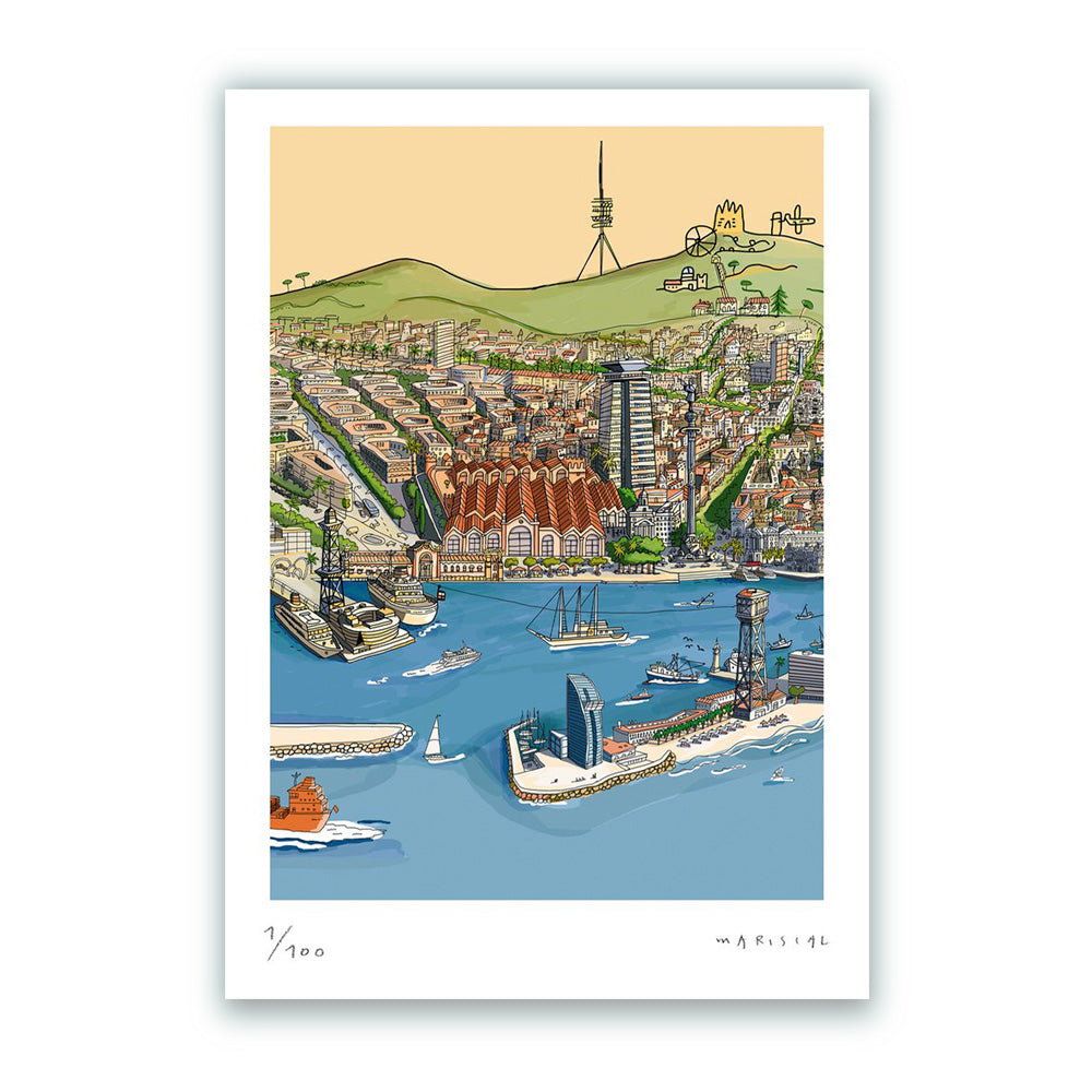 The Port Vell of Barcelona Fine Art Print 50x70