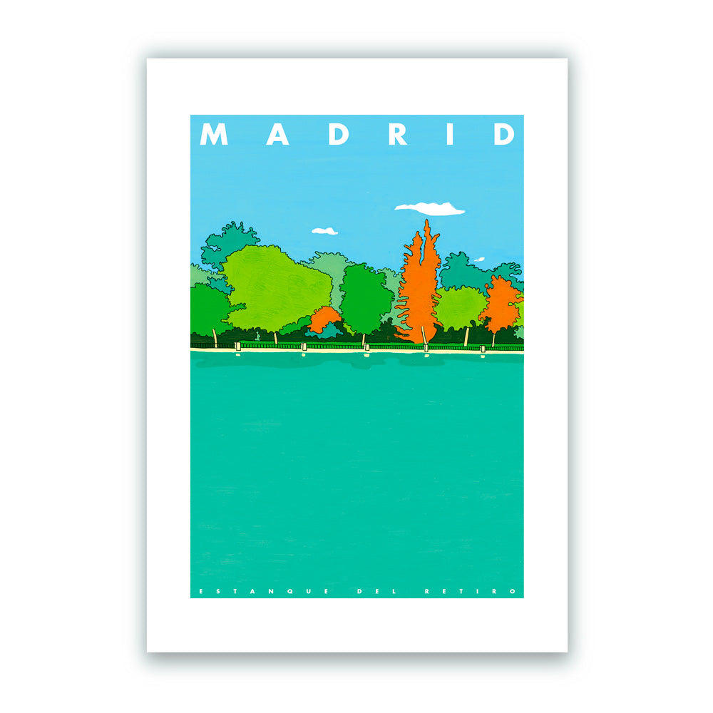 Madrid - Estanque del Retiro Giclée Print A4