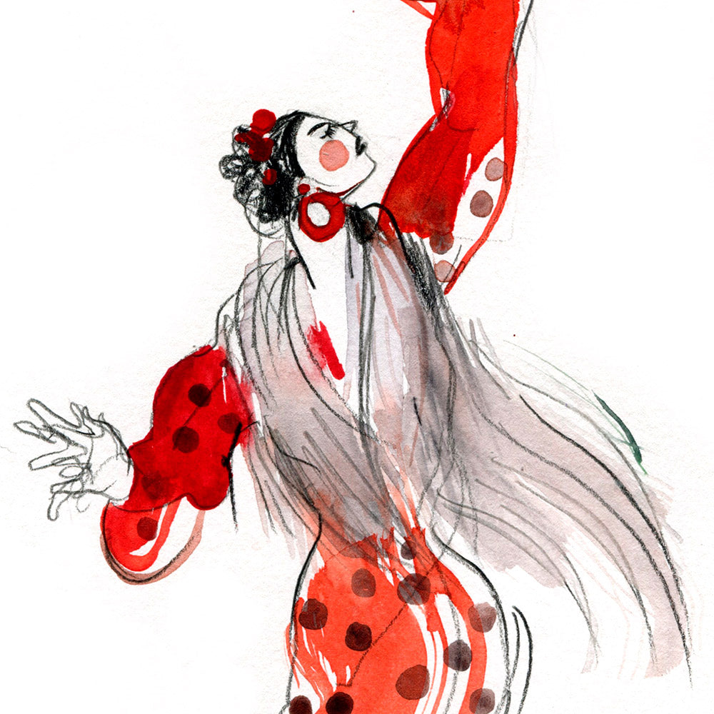 Flamenca con Arte Giclée Print A4