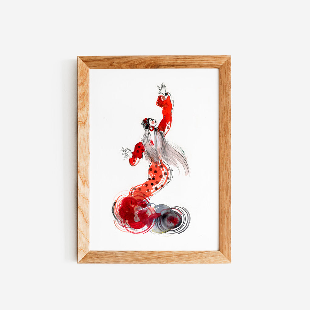 Flamenco avec Art Giclée Print A4