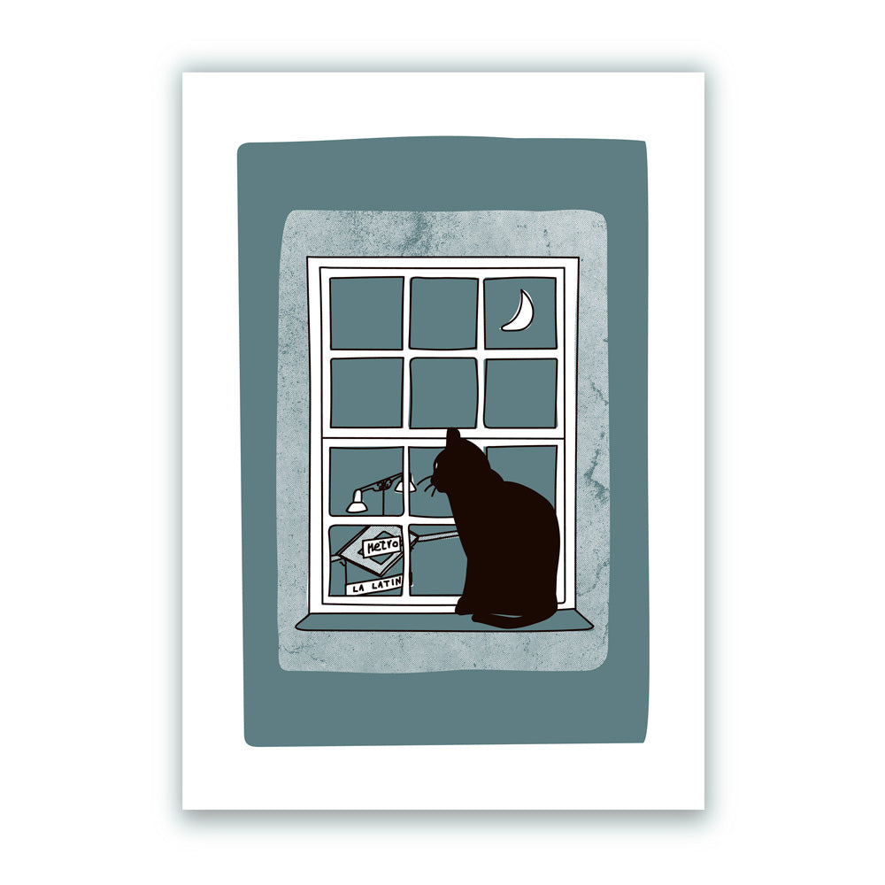 Curious Cat Giclée Print A4