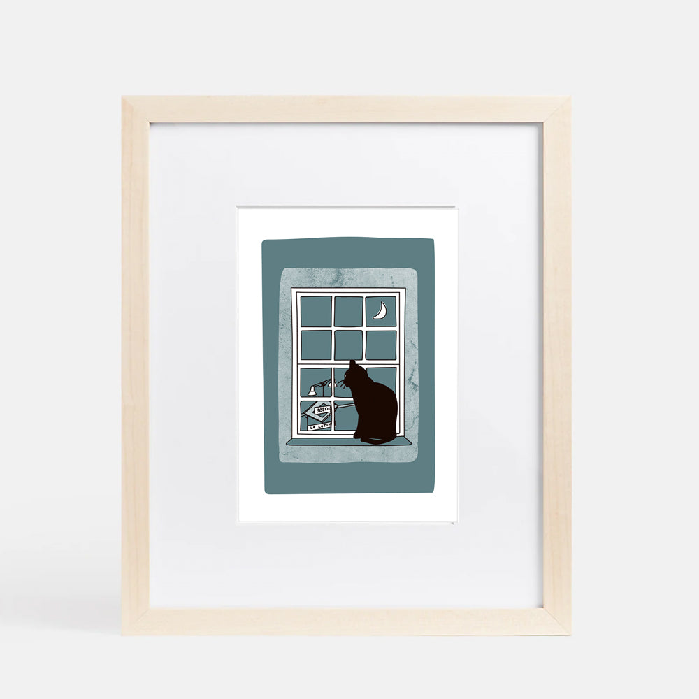 Curious Cat Giclée Print A5