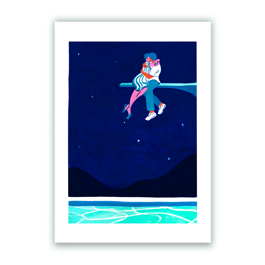 Kiss on the pool Impresión Giclée