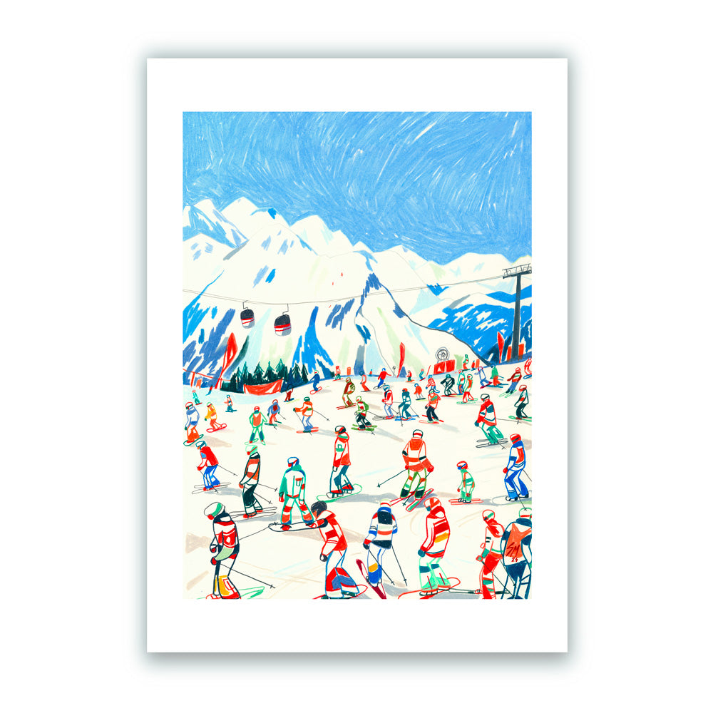 Ski Season at Kronplatz Giclée Print A3