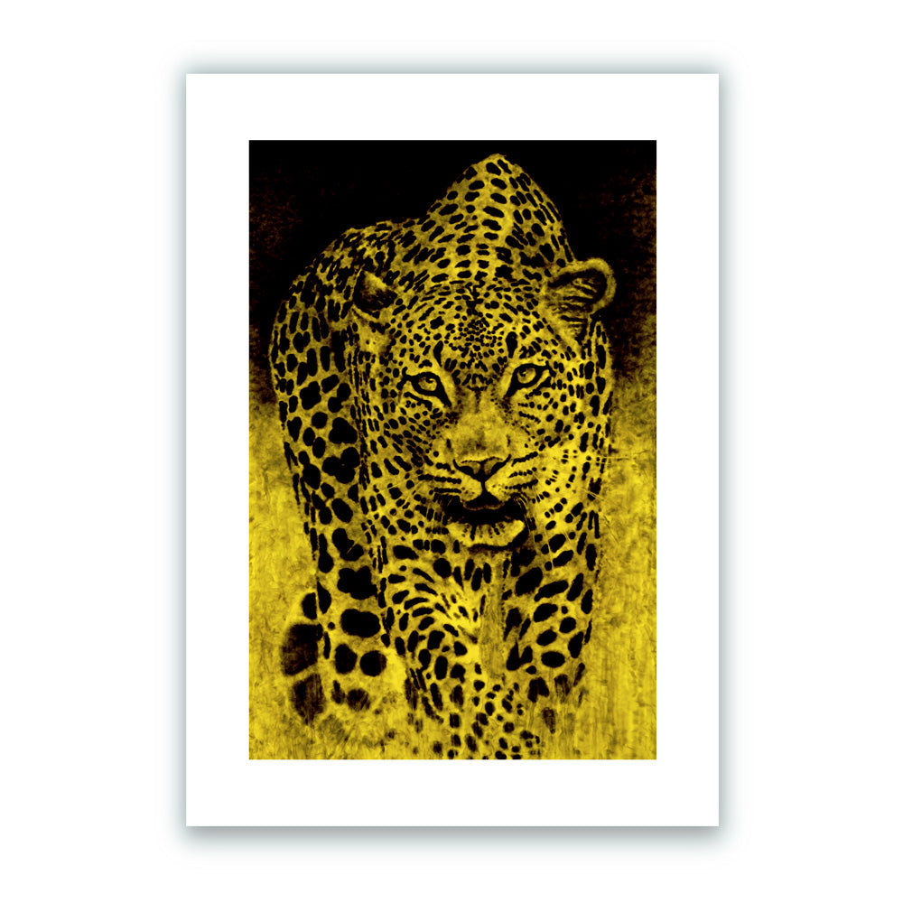 Grand Léopard Jaune Giclée Print A4