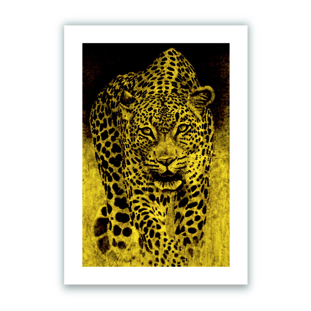 Grand Léopard Jaune Giclée Print A5