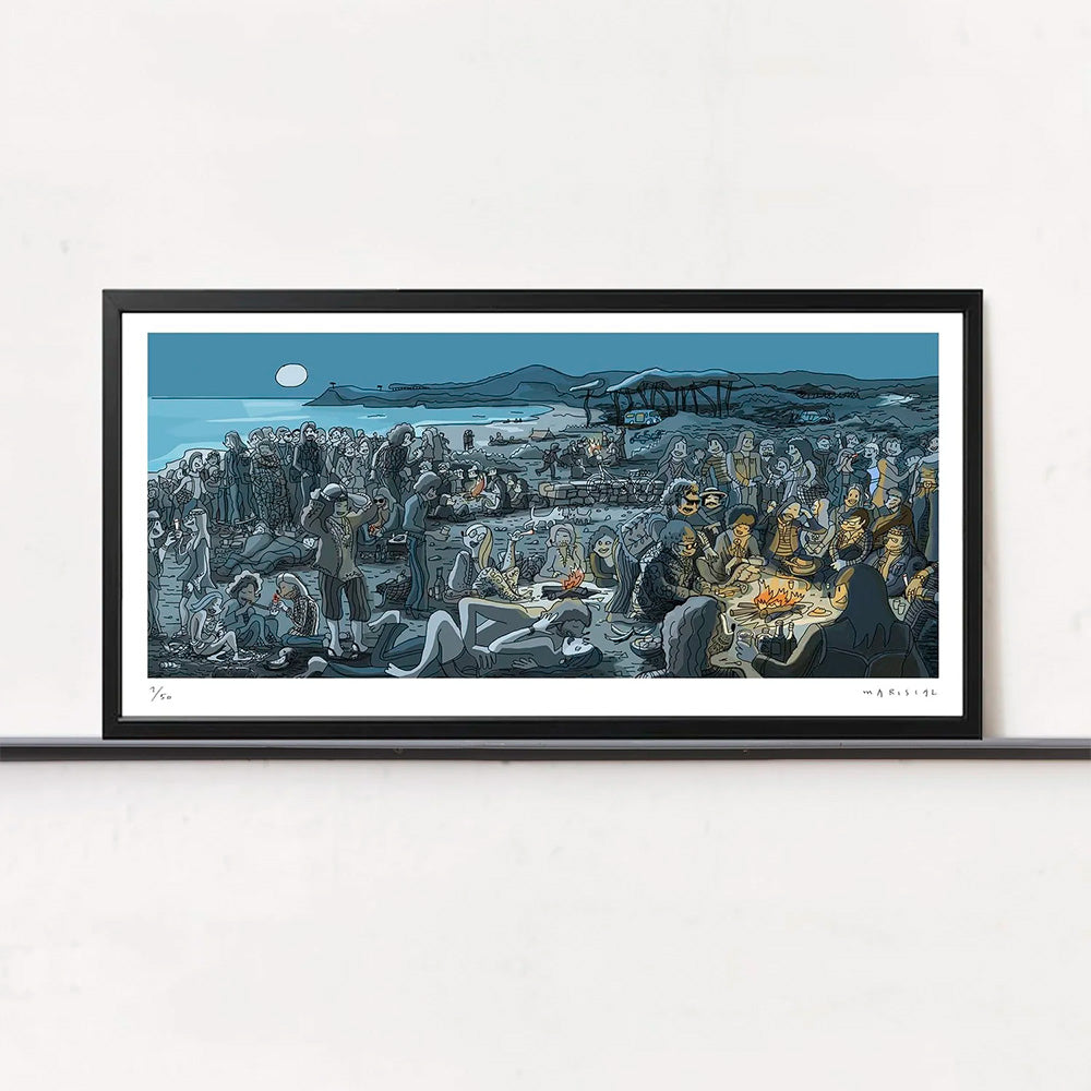 Estampe d'art panoramique du festival de la pleine lune