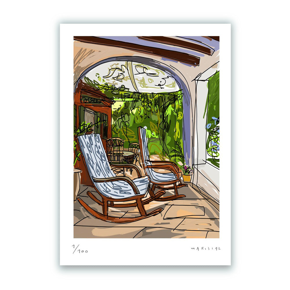 Rocking chairs in Dénia Fine Art Print 30x40