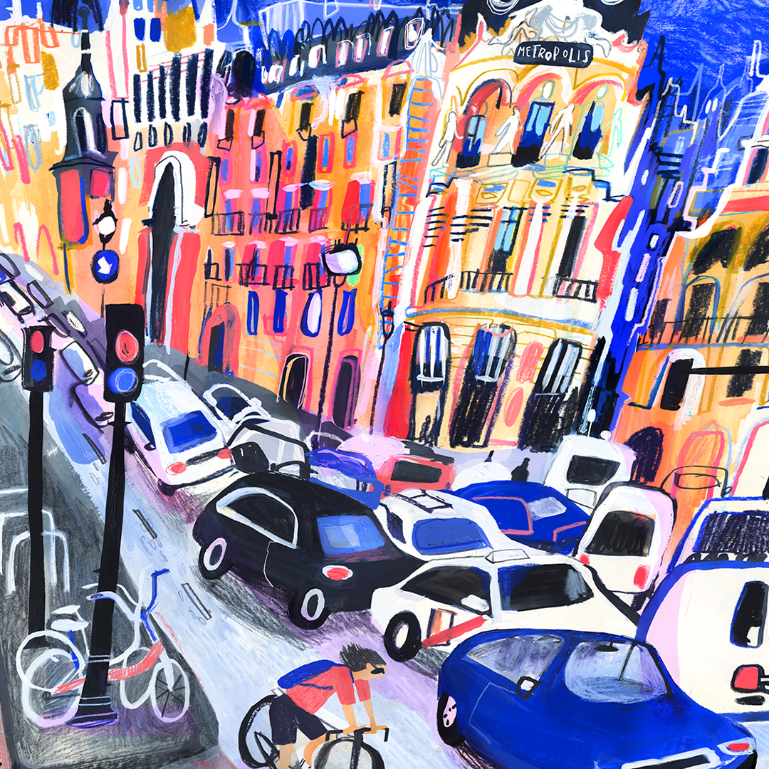 Edificio Metropolis Blue Impression Giclée