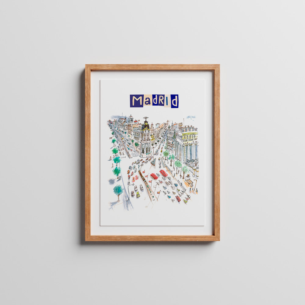Gran Vía, edificio Metropolis, Letras A3 Giclée Print