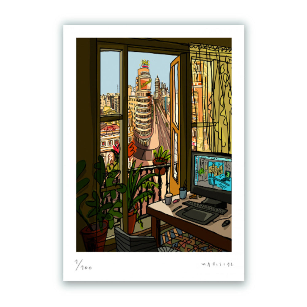 Mi Balcón de la Gran Vía Impresión Fine Art 50x62
