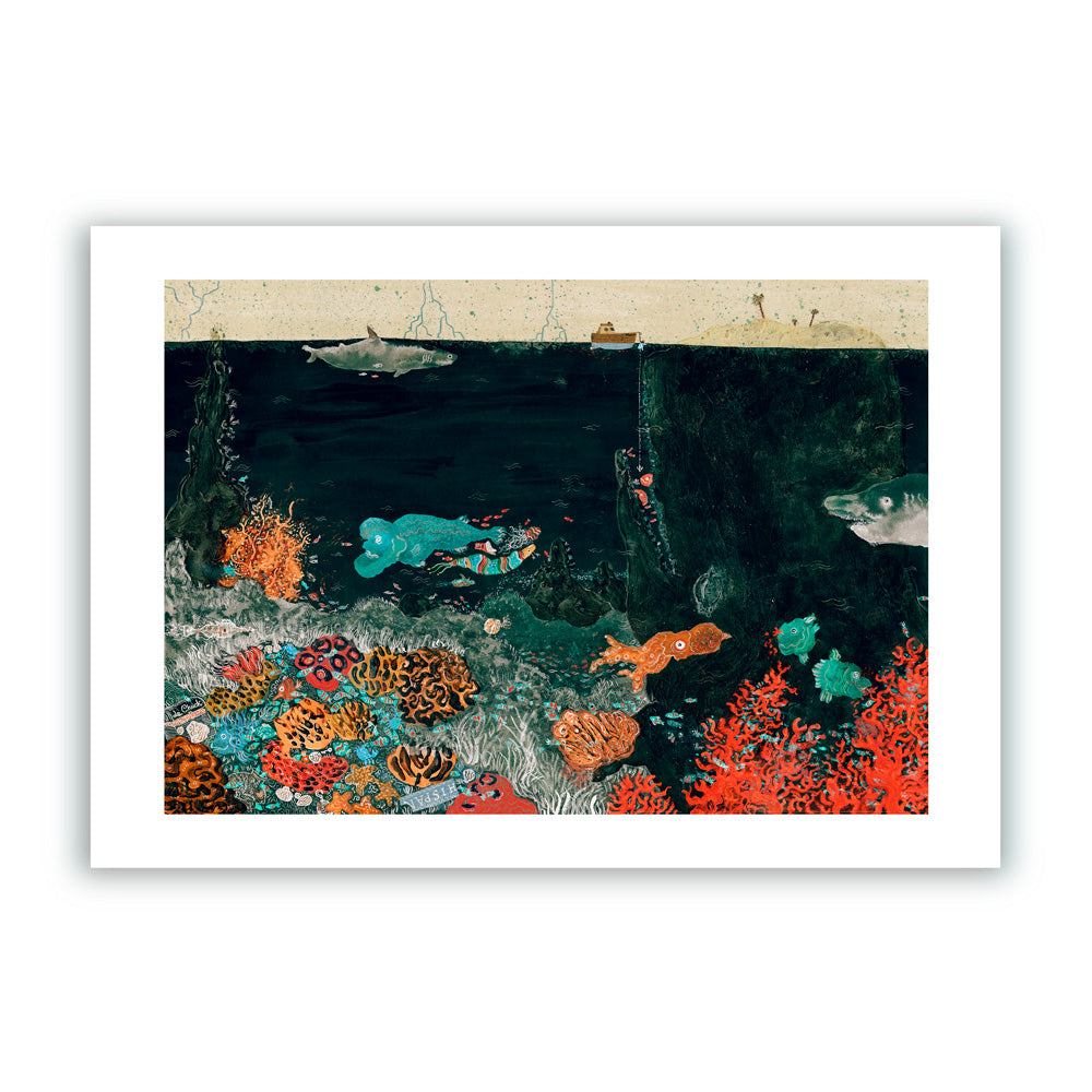 Moby Dick Entre Corales Impresión Giclée A4