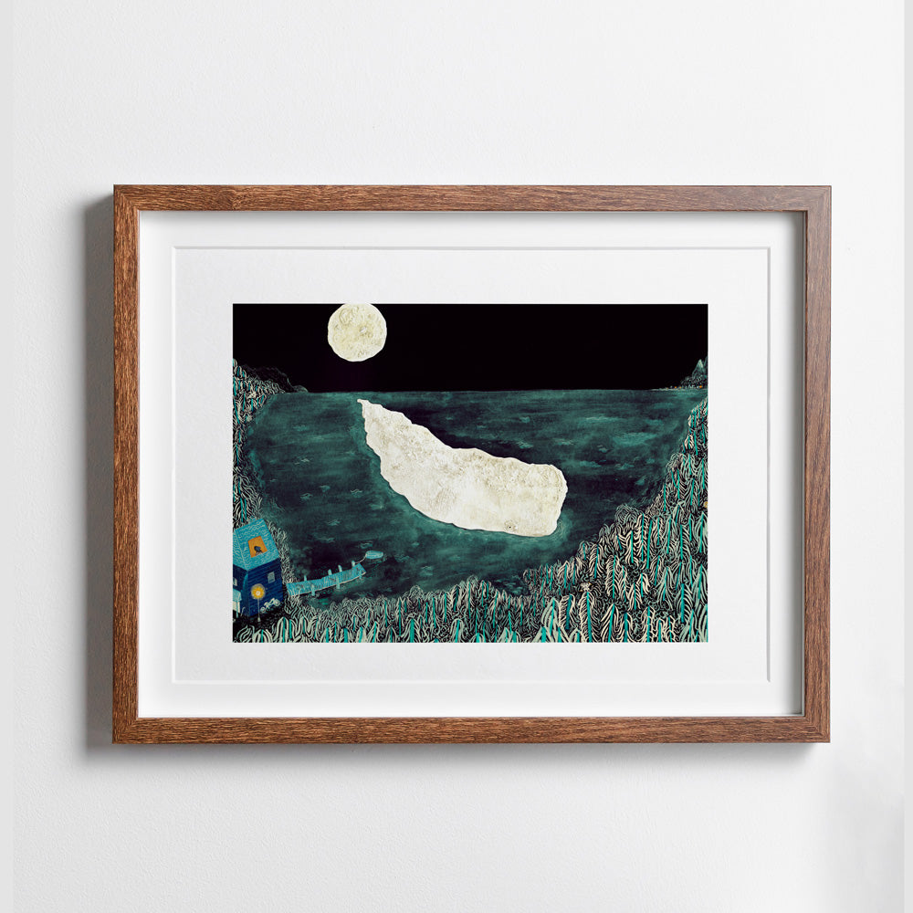 Moby Dick en el Reflejo de la Luna Impresión Giclée A3