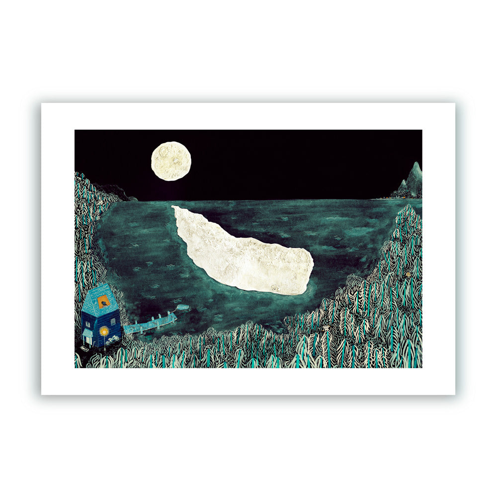 Moby Dick en el Reflejo de la Luna Impresión Giclée A4