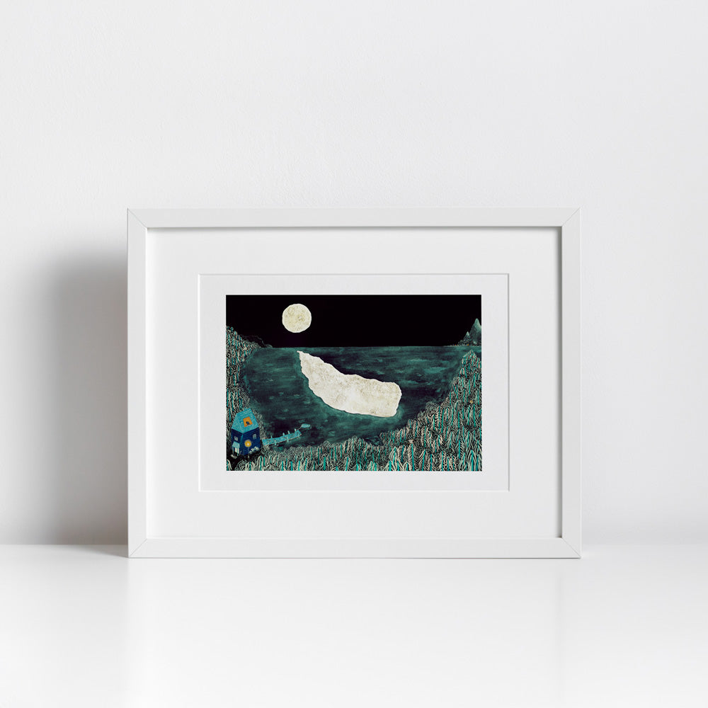 Moby Dick en el Reflejo de la Luna Impresión Giclée A4