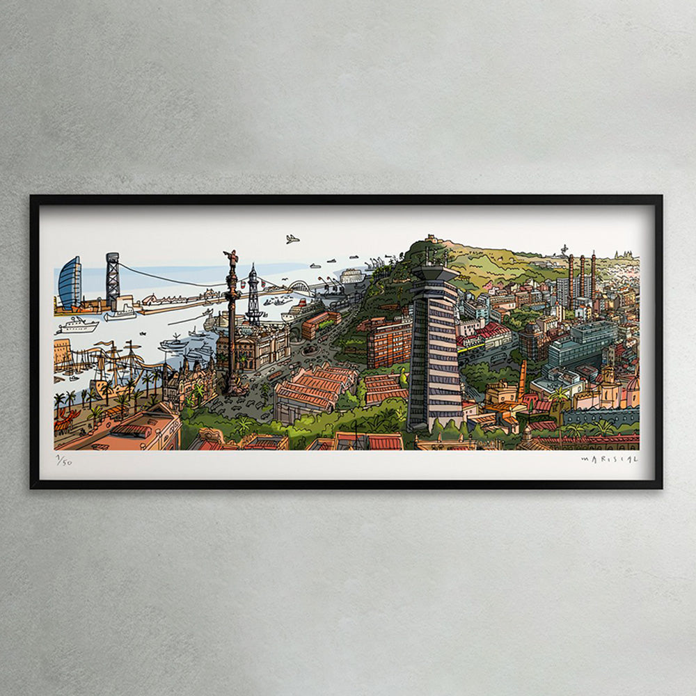 Panoramic From Montjuic Fine Art Print 120x50