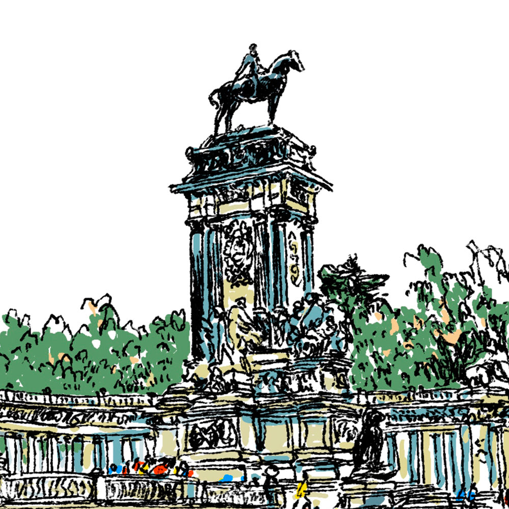 Monumento a Alfonso XII - El Retiro Giclée Print A5