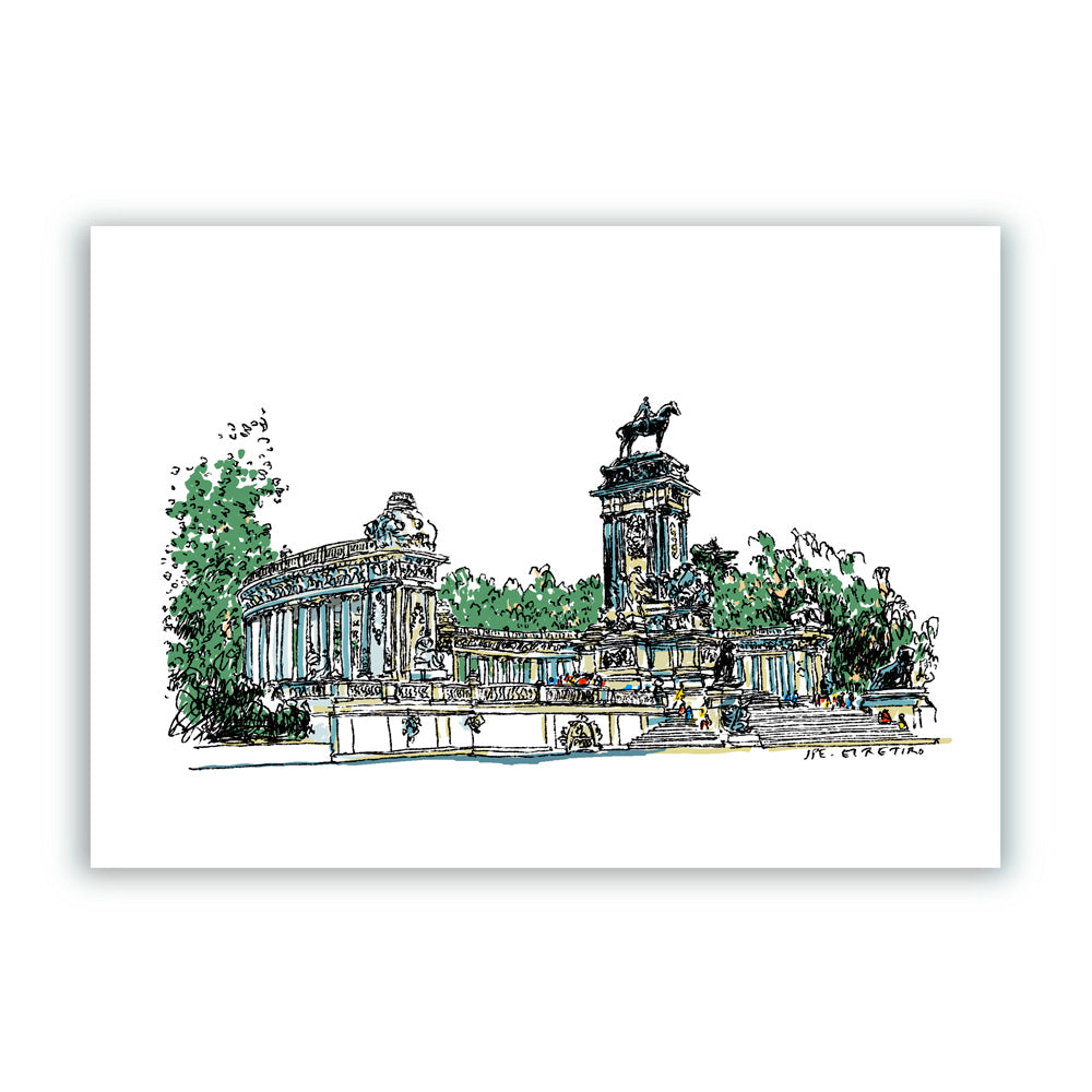 Monumento a Alfonso XII - El Retiro Giclée Print A4