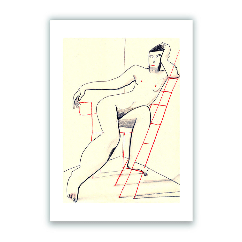 Model with a Ladder Impresión Giclée