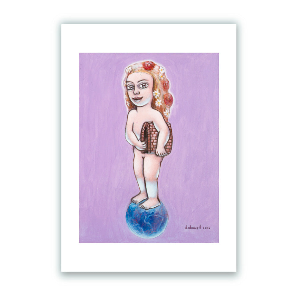 Fille Avec Tunnel Giclée Print A5