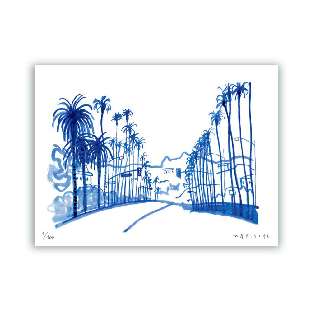 Palmeras Azules Los Ángeles Impression Giclée 40x30