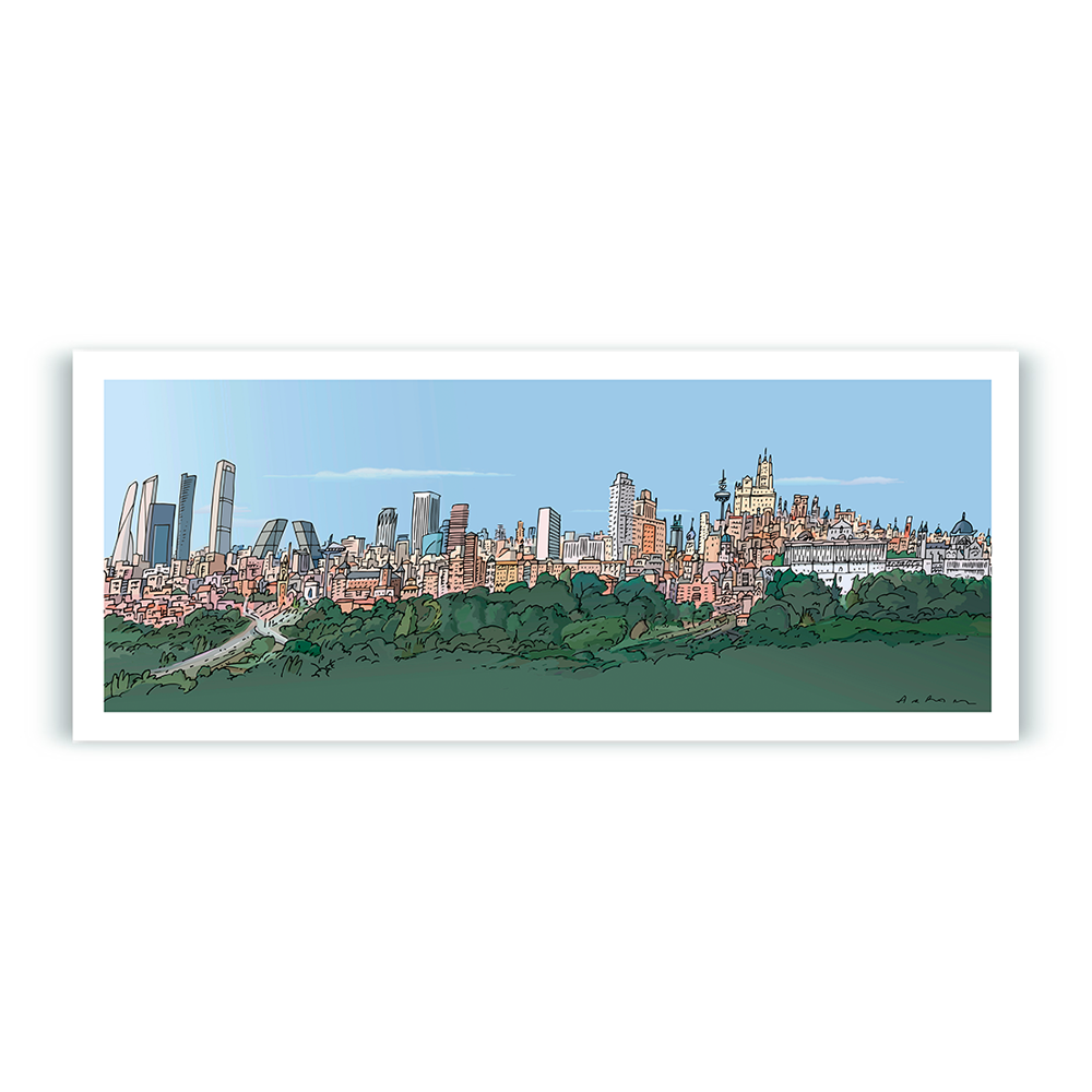 Panorámica Skyline de Madrid Cara Oeste Impresión Giclée